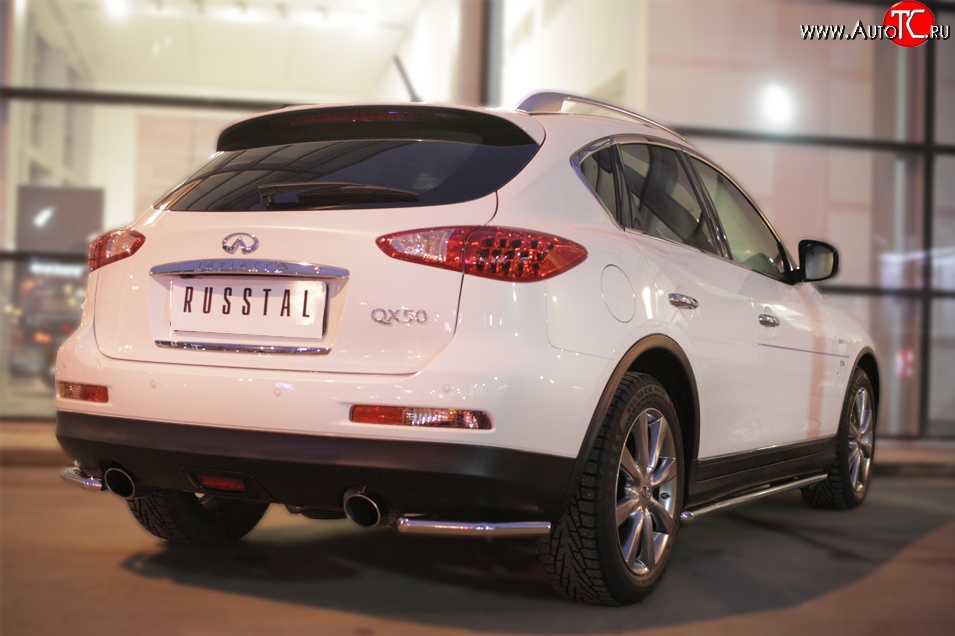 13 999 р. Защита заднего бампера (Ø42 мм уголки, нержавейка) SLITKOFF INFINITI Qx50 J50 дорестайлинг (2013-2016)  с доставкой в г. Пермь