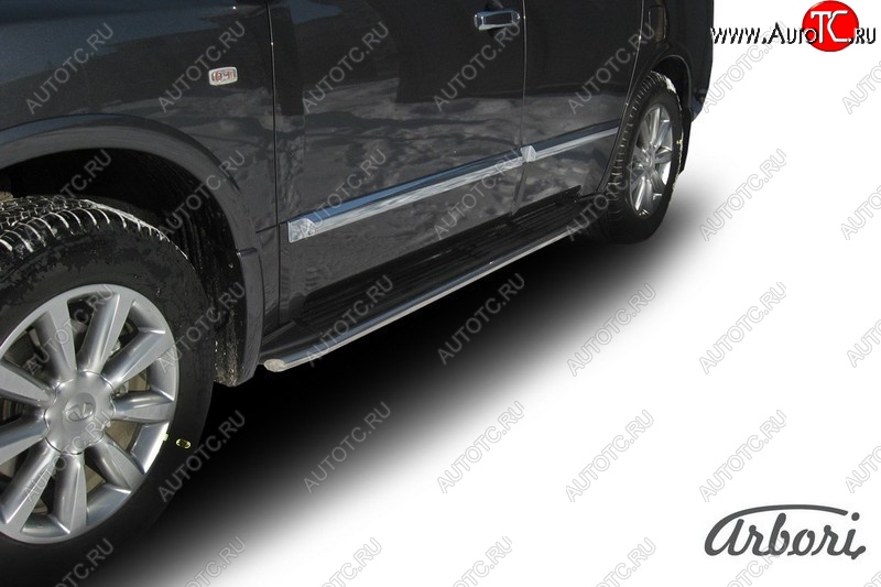14 219 р. Защита штатных порогов Arbori (нержавейка, d42 mm). INFINITI QX56 JA60 дорестайлинг (2004-2007)  с доставкой в г. Пермь