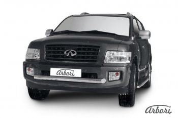Защита переднего бампера Arbori (нержавейка, 1 труба d76 mm). INFINITI QX56  JA60 (2004-2010) дорестайлинг, рестайлинг