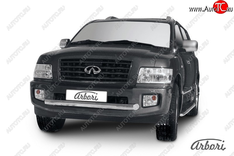 17 459 р. Защита переднего бампера Arbori (нержавейка, 1 труба d76 mm).  INFINITI QX56  JA60 (2004-2010) дорестайлинг, рестайлинг  с доставкой в г. Пермь