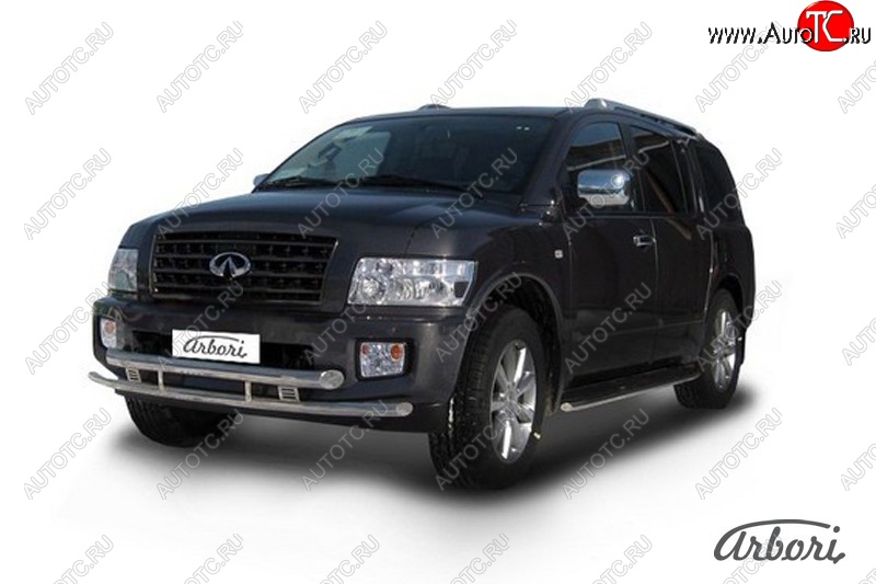 26 099 р. Защита переднего бампера Arbori (нержавейка, 2 трубы d76 и 57 mm) INFINITI QX56 JA60 рестайлинг (2007-2010)  с доставкой в г. Пермь