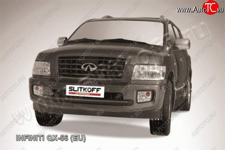 12 549 р. Защита переднего бампера из трубы d76 Slitkoff (короткая)  INFINITI QX56  JA60 (2004-2010) дорестайлинг, рестайлинг (Цвет: серебристый)  с доставкой в г. Пермь