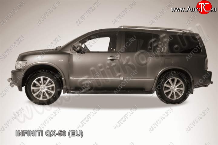 11 999 р. Защита штатного порога d42 Slitkoff  INFINITI QX56  JA60 (2004-2010) дорестайлинг, рестайлинг (Цвет: серебристый)  с доставкой в г. Пермь