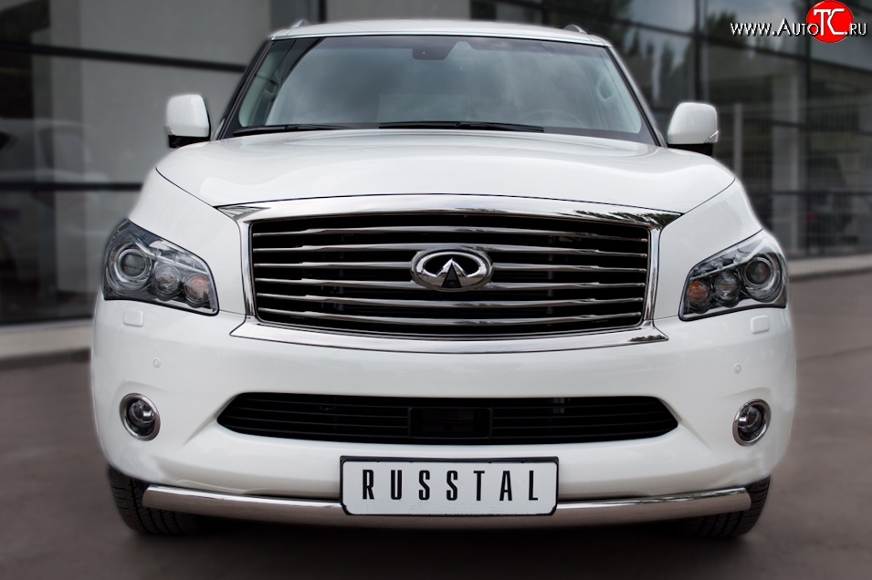 11 599 р. Защита переднего бампера (Ø75х42 мм, нержавейка) Russtal INFINITI QX56 Z62 (2010-2013)  с доставкой в г. Пермь