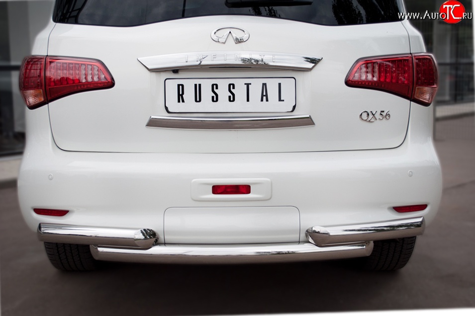 20 099 р. Защита заднего бампера (Ø76 мм, нержавейка) SLITKOFF INFINITI QX56 Z62 (2010-2013)  с доставкой в г. Пермь