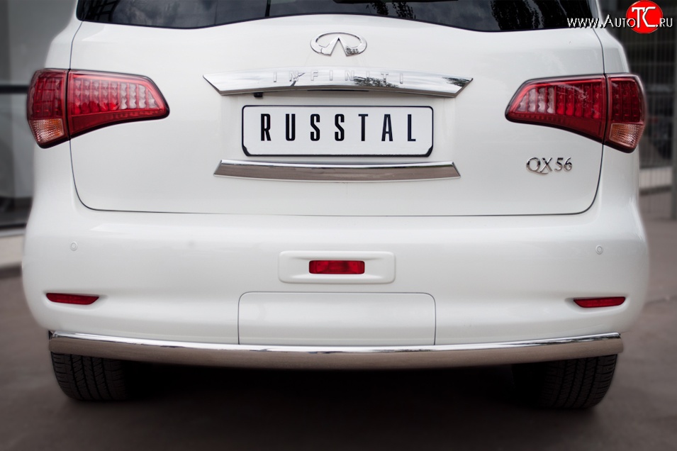 11 599 р. Защита заднего бампера (Ø75x42 мм, нержавейка) Russtal INFINITI QX56 Z62 (2010-2013)  с доставкой в г. Пермь