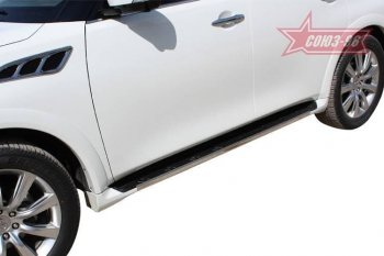 1 249 р. Накладки на торцы штатных порогов Souz96 (нержавеющая сталь) INFINITI QX56 Z62 (2010-2013)  с доставкой в г. Пермь. Увеличить фотографию 2