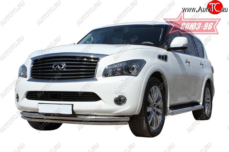 28 259 р. Защита переднего бампера двойная Souz-96 (d460/42) INFINITI QX56 Z62 (2010-2013)  с доставкой в г. Пермь