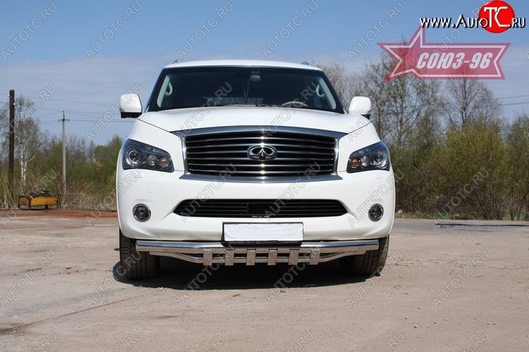 30 329 р. Защита переднего бампера двойная Souz-96 (d76/60) INFINITI QX56 Z62 (2010-2013)  с доставкой в г. Пермь