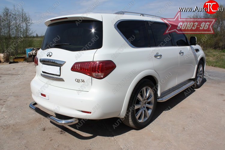18 359 р. Защита заднего бампера с проступью Souz-96 (d76) INFINITI QX56 Z62 (2010-2013)  с доставкой в г. Пермь