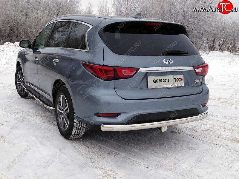 23 899 р. Защита заднего бампера (овальная) ТСС (нержавейка d75х42 мм)  INFINITI QX60  L50 (2016-2021) рестайлинг  с доставкой в г. Пермь