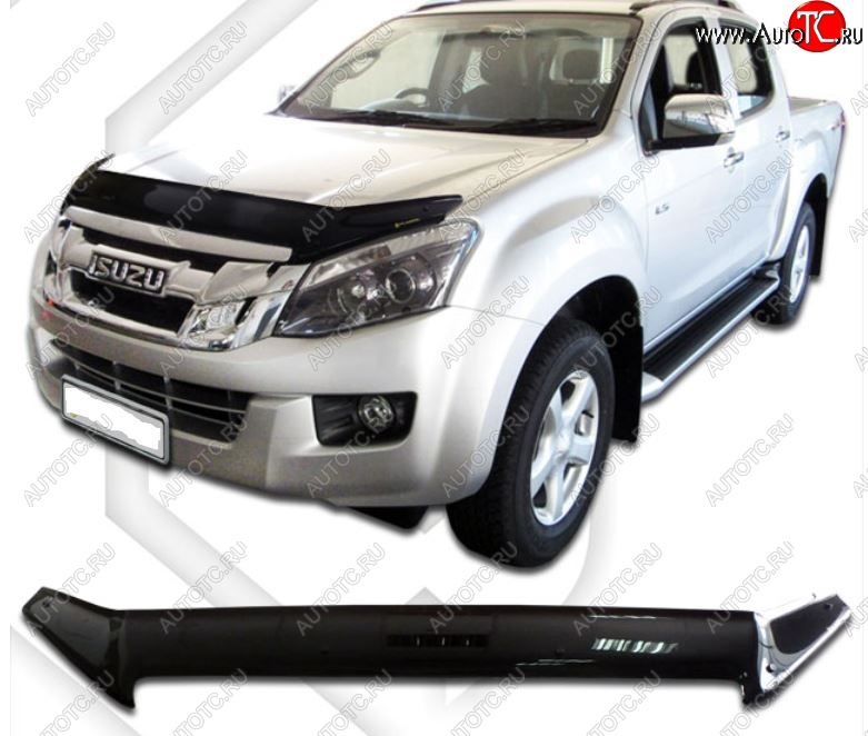 2 199 р. Дефлектор капота CA-Plastiс  Isuzu D-Max  RT85 DoubleCab (2011-2017) дорестайлинг (Classic черный, Без надписи)  с доставкой в г. Пермь