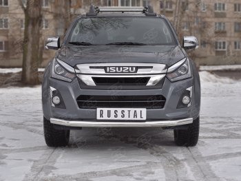 Защита переднего бампера (Ø 63 мм, нержавейка) SLITKOFF Isuzu D-Max  RT85,TFR DoubleCab (2015-2021) рестайлинг