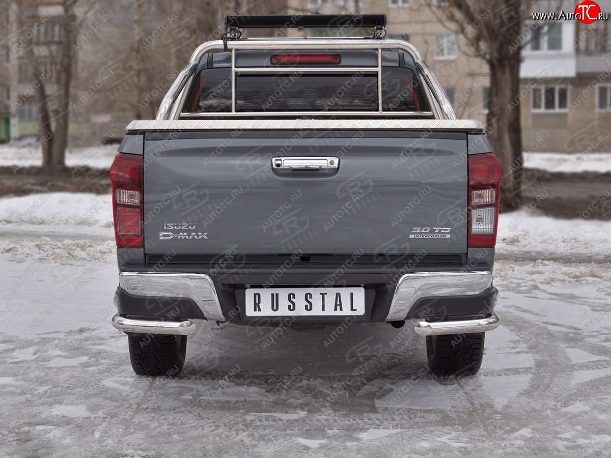17 999 р. Защита заднего бампера (2 трубы Ø63 мм, нержавейка)  Isuzu D-Max  RT85,TFR DoubleCab (2015-2021) рестайлинг  с доставкой в г. Пермь