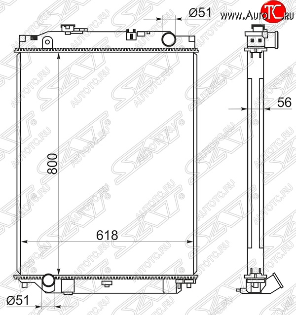 23 549 р. Радиатор двигателя SAT (пластинчатый, МКПП) Isuzu Elf (NPR75)  дорестайлинг (2006-2014)  с доставкой в г. Пермь