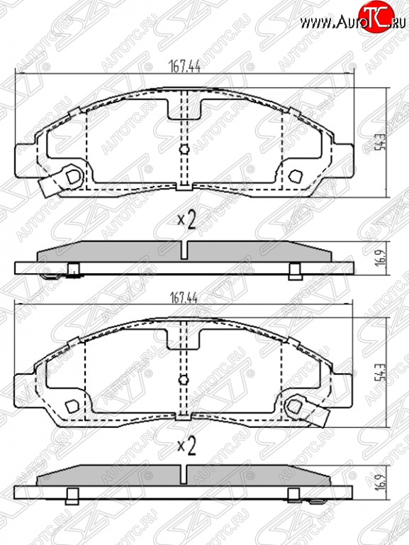 1 199 р. Колодки тормозные SAT (передние) Mitsubishi Lancer 10 CY седан дорестайлинг (2007-2010)  с доставкой в г. Пермь
