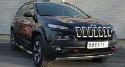 83 999 р. Защита порогов с пластиковыми вставками для ног (Trailhawk, нержавейка 76 мм) Russtal Jeep Cherokee KL дорестайлинг (2014-2017) (Защита порогов с со скосами на торцах (вариант 1))  с доставкой в г. Пермь. Увеличить фотографию 4