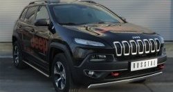 16 649 р. Защита порогов с круглыми вставками для ног (Trailhawk, нержавейка 75x42 мм) Russtal Jeep Cherokee KL дорестайлинг (2014-2017)  с доставкой в г. Пермь. Увеличить фотографию 4