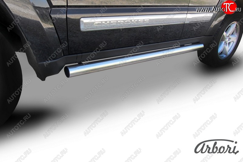 13 769 р. Защита штатных порогов Arbori (нержавейка, d76 mm).  Jeep Cherokee  KJ (2001-2005) дорестайлинг  с доставкой в г. Пермь