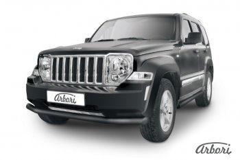 Защита переднего бампера Arbori (черная, 1 труба d76 mm). Jeep Cherokee  KK (2007-2014)