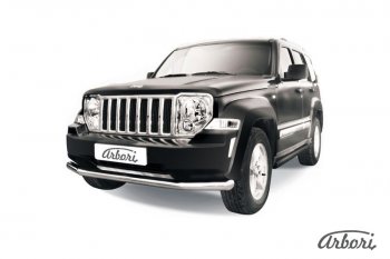 Защита переднего бампера Arbori (нержавейка, 1 труба d76 mm). Jeep Cherokee  KK (2007-2014)