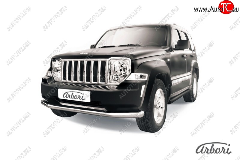 21 689 р. Защита переднего бампера Arbori (нержавейка, 1 труба d76 mm).  Jeep Cherokee  KK (2007-2014)  с доставкой в г. Пермь