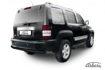 Защита заднего бампера Arbori (черная, 1 труба d76 mm). Jeep Cherokee  KJ (2001-2005) дорестайлинг