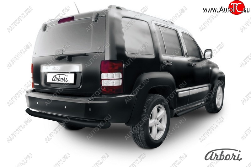 8 459 р. Защита заднего бампера Arbori (черная, 1 труба d76 mm).  Jeep Cherokee  KJ (2001-2005) дорестайлинг  с доставкой в г. Пермь