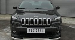 Защита переднего бампера (2 трубыØ63 и 42 мм, нержавейка) SLITKOFF Jeep Cherokee  KL (2014-2017) дорестайлинг