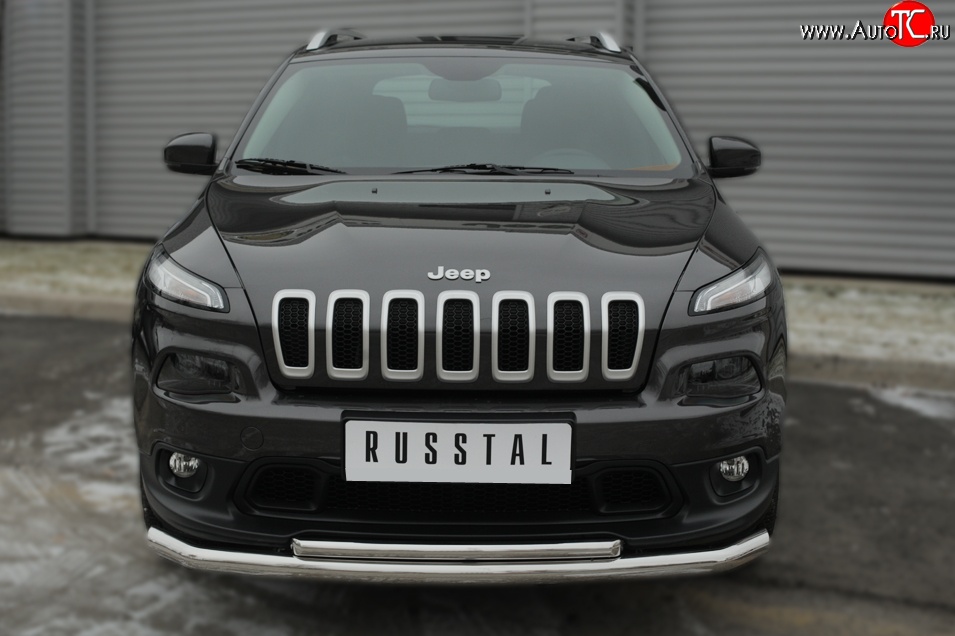 16 999 р. Защита переднего бампера (2 трубыØ63 и 42 мм, нержавейка) SLITKOFF Jeep Cherokee KL дорестайлинг (2014-2017)  с доставкой в г. Пермь