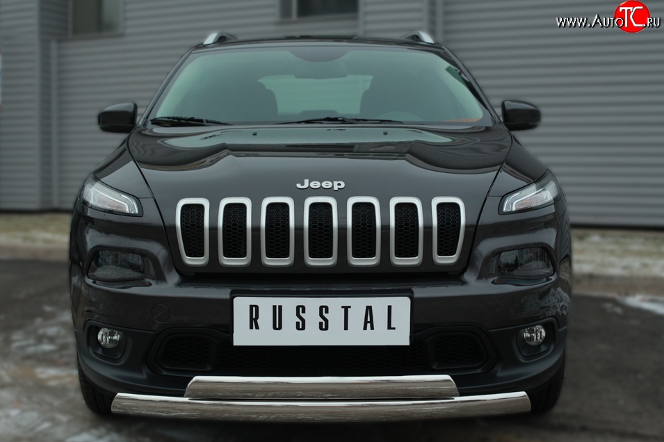 16 599 р. Защита переднего бампера (2 трубыØ75х42 мм, нержавейка) Russtal Jeep Cherokee KL дорестайлинг (2014-2017)  с доставкой в г. Пермь