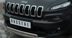 16 599 р. Защита переднего бампера (2 трубыØ75х42 мм, нержавейка) Russtal Jeep Cherokee KL дорестайлинг (2014-2017)  с доставкой в г. Пермь. Увеличить фотографию 3