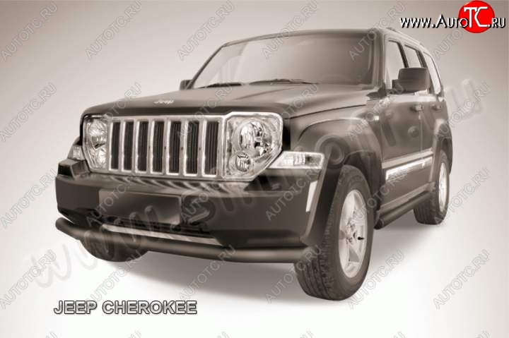 11 399 р. Защита переднего бампера их трубы d76 Slitkoff Jeep Cherokee KL дорестайлинг (2014-2017) (Цвет: серебристый)  с доставкой в г. Пермь