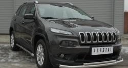 9 999 р. Защита порогов из круглой трубы диаметром 63 мм SLITKOFF Jeep Cherokee KL дорестайлинг (2014-2017)  с доставкой в г. Пермь. Увеличить фотографию 2