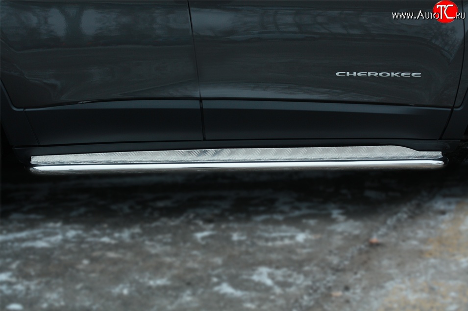 24 649 р. Широкая защита порогов SLITKOFF Jeep Cherokee KL дорестайлинг (2014-2017)  с доставкой в г. Пермь
