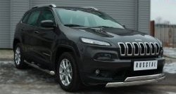 83 999 р. Защита порогов с пластиковыми вставками для ног из круглой трубы диаметром 76 мм Russtal Jeep Cherokee KL дорестайлинг (2014-2017) (Защита порогов с со скосами на торцах (вариант 1))  с доставкой в г. Пермь. Увеличить фотографию 4