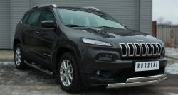 83 999 р. Защита порогов с пластиковыми вставками для ног из круглой трубы диаметром 76 мм Russtal Jeep Cherokee KL дорестайлинг (2014-2017) (Защита порогов с со скосами на торцах (вариант 1))  с доставкой в г. Пермь. Увеличить фотографию 7