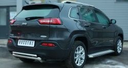 16 499 р. Защита заднего бампера (Ø63 и 42 мм, нержавейка) SLITKOFF  Jeep Cherokee  KL (2014-2017) дорестайлинг  с доставкой в г. Пермь. Увеличить фотографию 3