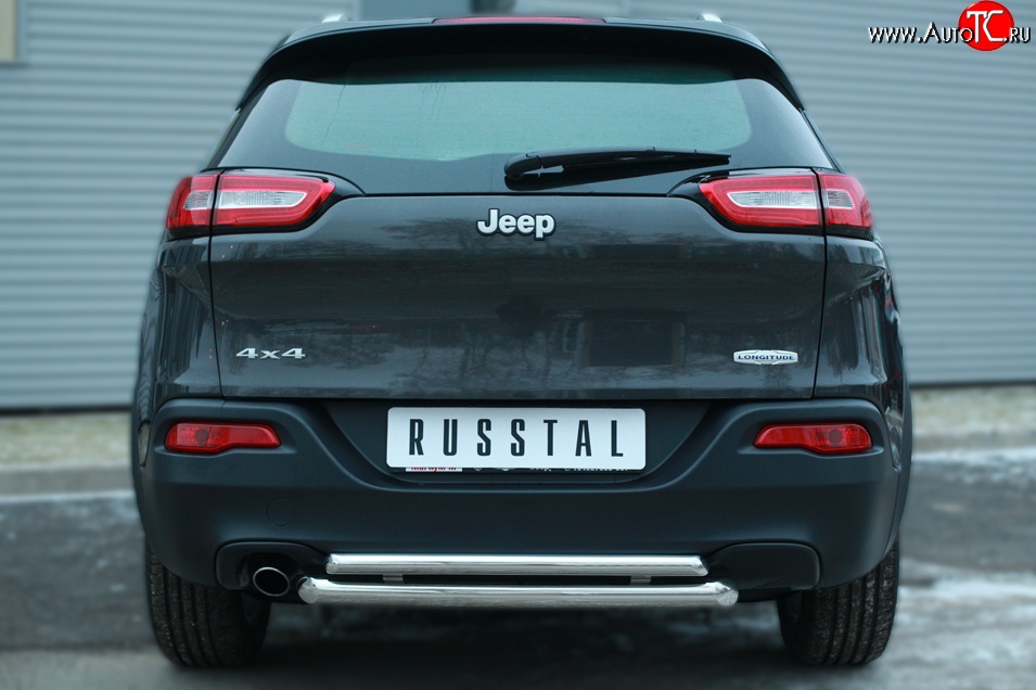 16 499 р. Защита заднего бампера (Ø63 и 42 мм, нержавейка) SLITKOFF  Jeep Cherokee  KL (2014-2017) дорестайлинг  с доставкой в г. Пермь