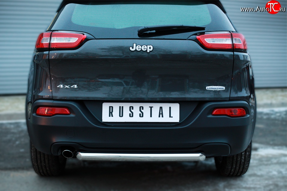 14 999 р. Одинарная защита заднего бампера из трубы диаметром 63 мм SLITKOFF  Jeep Cherokee  KL (2014-2017) дорестайлинг  с доставкой в г. Пермь