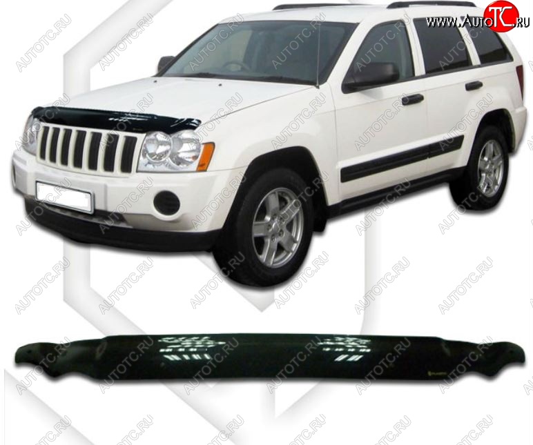 2 079 р. Дефлектор капота CA-Plastiс Jeep Grand Cherokee WK (2004-2010) (Classic черный, Без надписи)  с доставкой в г. Пермь