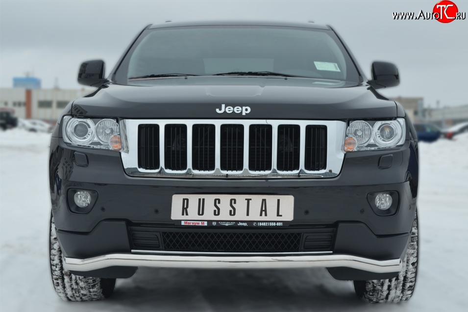15 249 р. Защита переднего бампера (Ø63 мм волна, нержавейка) SLITKOFF  Jeep Grand Cherokee  WK2 (2010-2013) дорестайлинг  с доставкой в г. Пермь
