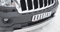 16 849 р. Защита переднего бампера (2 трубыØ75х42 мм, нержавейка) Russtal Jeep Grand Cherokee WK2 дорестайлинг (2010-2013)  с доставкой в г. Пермь. Увеличить фотографию 2