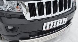 20 399 р. Защита переднего бампера (2 трубыØ76 и 63 мм, нержавейка) SLITKOFF  Jeep Grand Cherokee  WK2 (2010-2013) дорестайлинг  с доставкой в г. Пермь. Увеличить фотографию 2