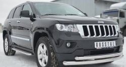 20 399 р. Защита переднего бампера (2 трубыØ76 и 63 мм, нержавейка) SLITKOFF  Jeep Grand Cherokee  WK2 (2010-2013) дорестайлинг  с доставкой в г. Пермь. Увеличить фотографию 4