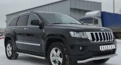 70 999 р. Защита порогов из круглой трубы диаметром 63 мм Russtal Jeep Grand Cherokee WK2 дорестайлинг (2010-2013) (Защита порогов с со скосами на торцах (вариант 1))  с доставкой в г. Пермь. Увеличить фотографию 2