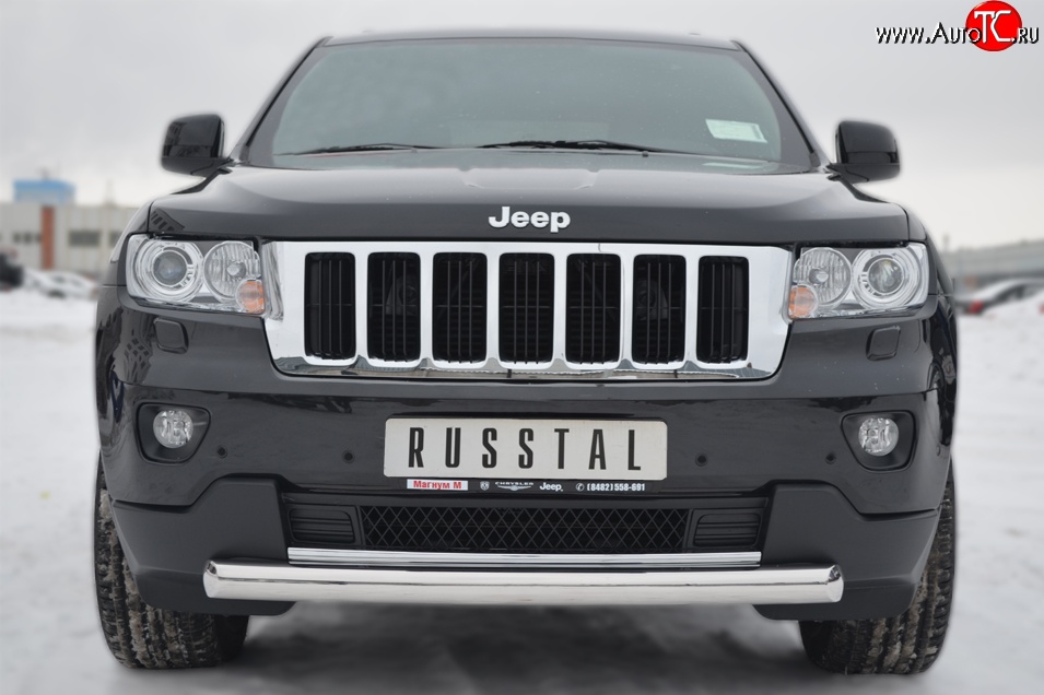 16 899 р. Одинарная защита переднего бампера диаметром 76 мм SLITKOFF  Jeep Grand Cherokee  WK2 (2010-2013) дорестайлинг  с доставкой в г. Пермь
