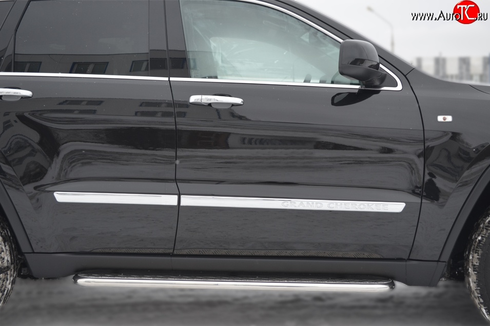 24 649 р. Широкая защита порогов SLITKOFF  Jeep Grand Cherokee  WK2 (2010-2013) дорестайлинг  с доставкой в г. Пермь