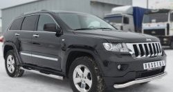 83 999 р. Защита порогов с пластиковыми вставками для ног из круглой трубы диаметром 76 мм Russtal Jeep Grand Cherokee WK2 дорестайлинг (2010-2013) (Защита порогов с со скосами на торцах (вариант 1))  с доставкой в г. Пермь. Увеличить фотографию 5