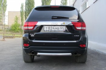 6 999 р. Защита заднего бампера из трубы d76 Slitkoff (короткая) Jeep Grand Cherokee WK2 дорестайлинг (2010-2013) (Цвет: серебристый)  с доставкой в г. Пермь. Увеличить фотографию 2